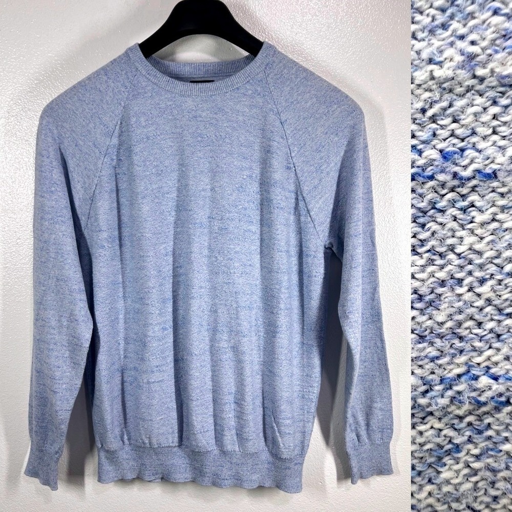 J.Crew Cotton Crewneck Sweater Long Sleeve Casual Blue Knit Pullover Medium‎
